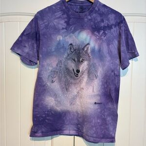 The Mountain Purple Tie-Dye Wolf Graphic Tee Size M